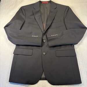 Kenneth Cole Suit Coat Mens 40L Black Wool Blend Awearness Slim Fit Stretch